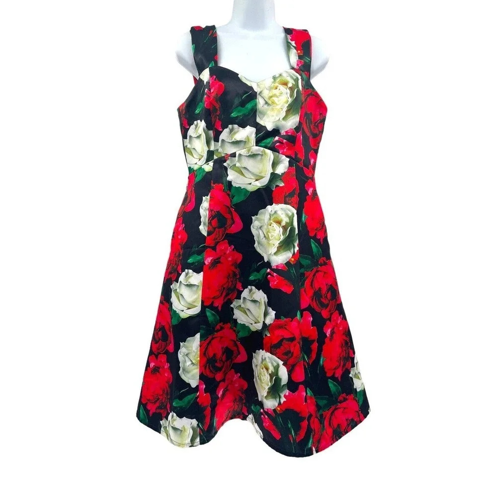 NIKIBIKI Women's Dress Multicolor Floral Sleeveless Back Zip Size Medium